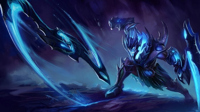 Draven from League of Legends with blue energy
