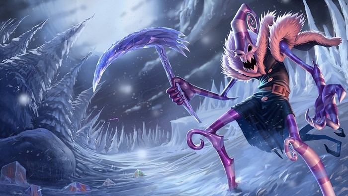 Fiddlesticks from League of Legends in a snowy environment