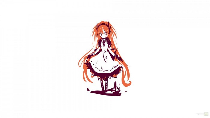 Anime girl in maid outfit with orange hair