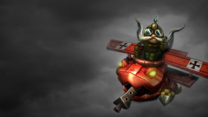 Corki from League of Legends in a plane