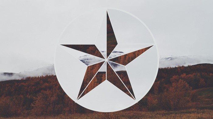 Star shape overlay on autumn landscape