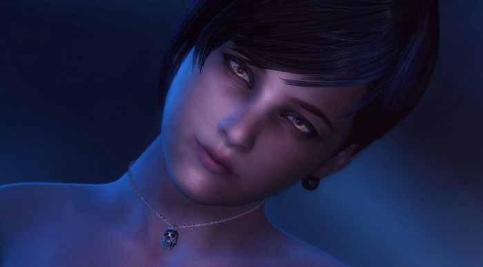 Close up portrait of a woman with short dark hair