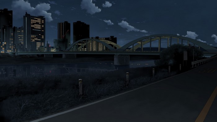 Nighttime Cityscape with Bridge and Skyline Reflection