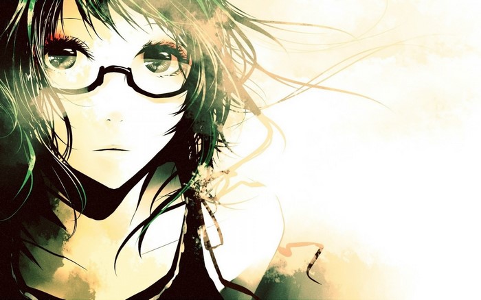 Megpoid Gumi from Vocaloid wearing glasses