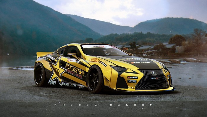 Lexus Yellow Rockstar Racing Car Artwork