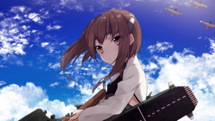Taihou from Kantai Collection on an aircraft carrier deck