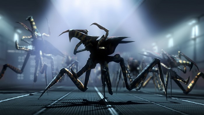 Starship Troopers Arachnids in a military base