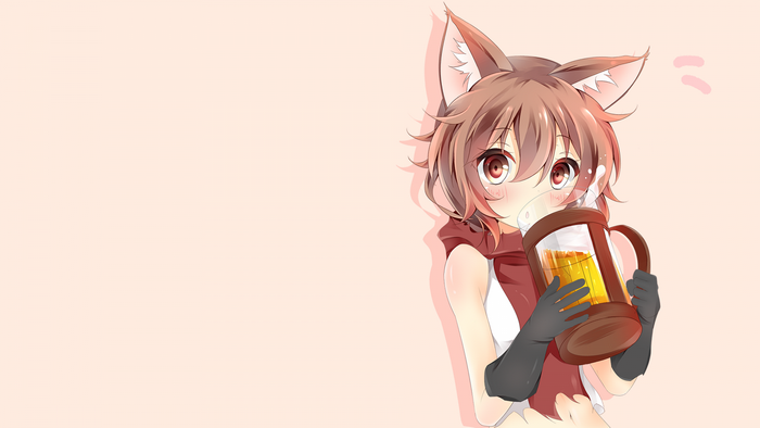 Arde Liliruca from Dungeon ni Deai wo Motomeru no wa Machigatteiru Darou ka drinking beer