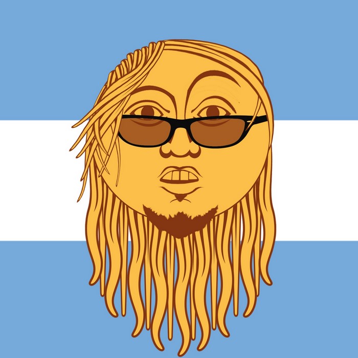 Illustration of a face with sunglasses on Argentina flag