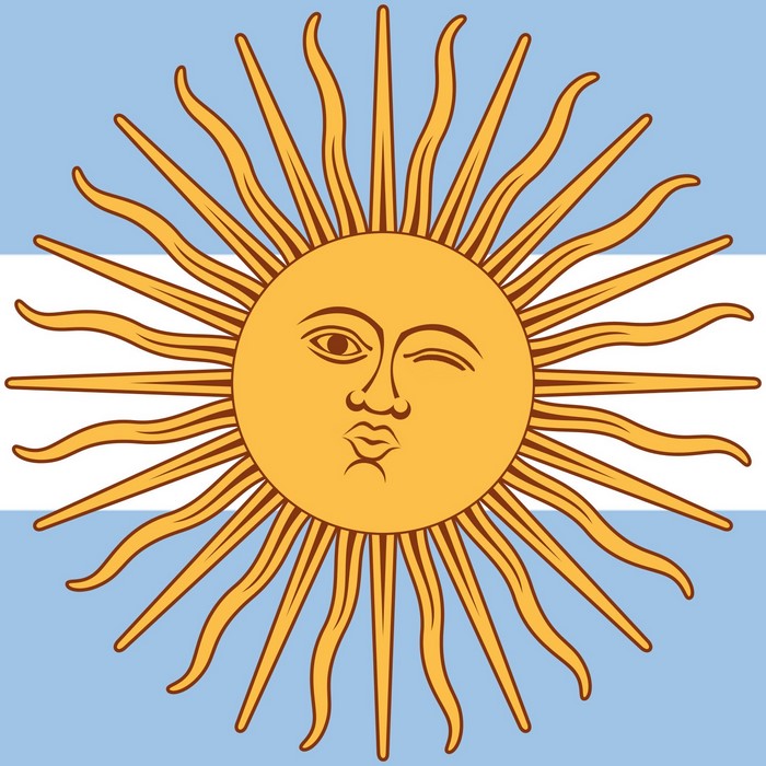 Sun with face on Argentinian flag