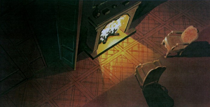 Beauty and the Beast concept art of a fireplace