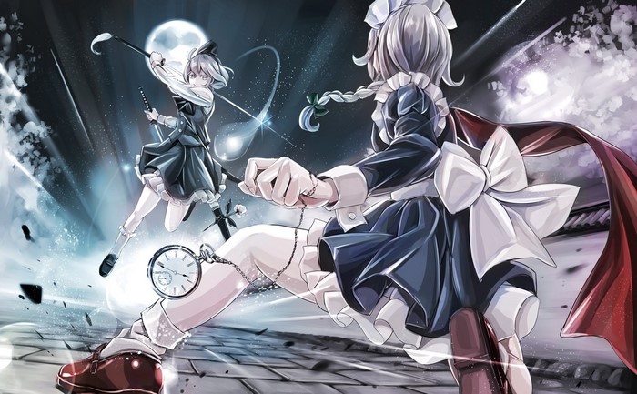Izayoi Sakuya and Konpaku Youmu from Touhou