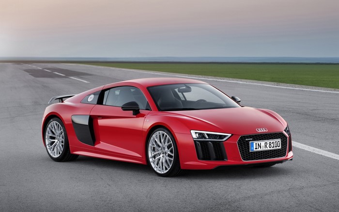 Red Audi R8 Coupe on a Racetrack