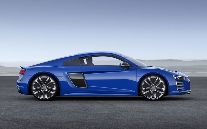 Blue Audi R8 Electric Car Side View