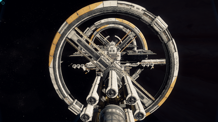 Star Citizen space station with rotating rings