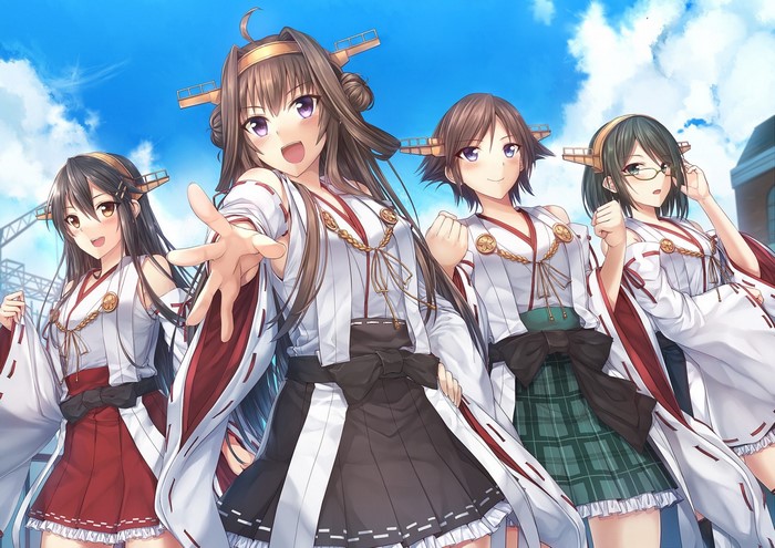 Kantai Collection girls Kongou, Haruna, Hiei, and Kirishima