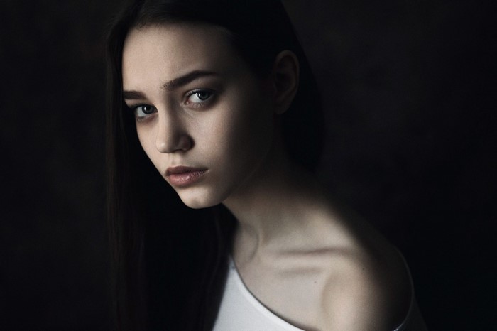 Portrait of a young woman with dark hair