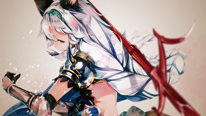 Heles from Granblue Fantasy with a weapon