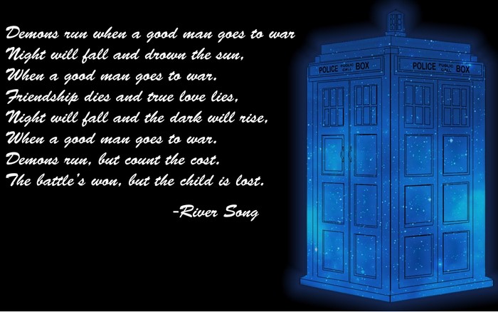 River Song quote from Doctor Who with TARDIS