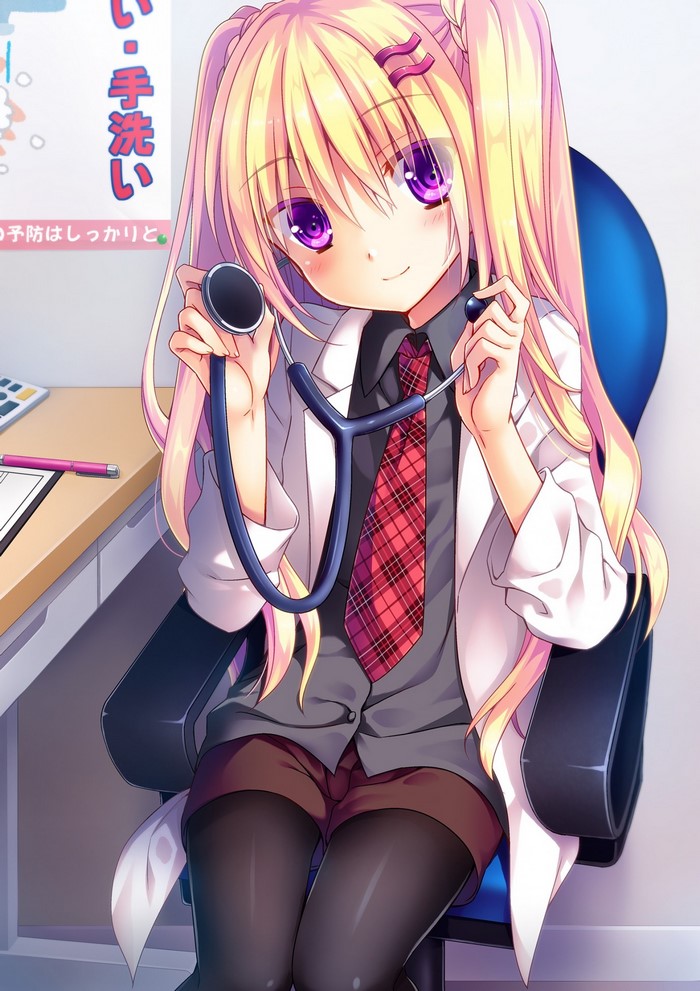 Anime girl doctor with stethoscope