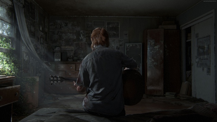 Ellie from The Last of Us: Part 2 playing guitar
