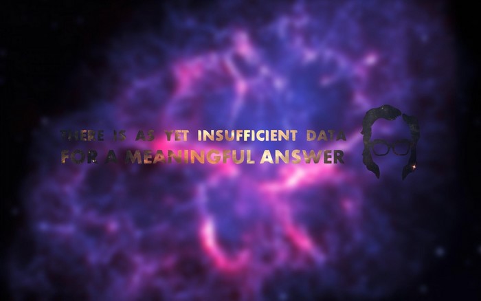 There is as yet insufficient data for a meaningful answer quote with Isaac Asimov silhouette