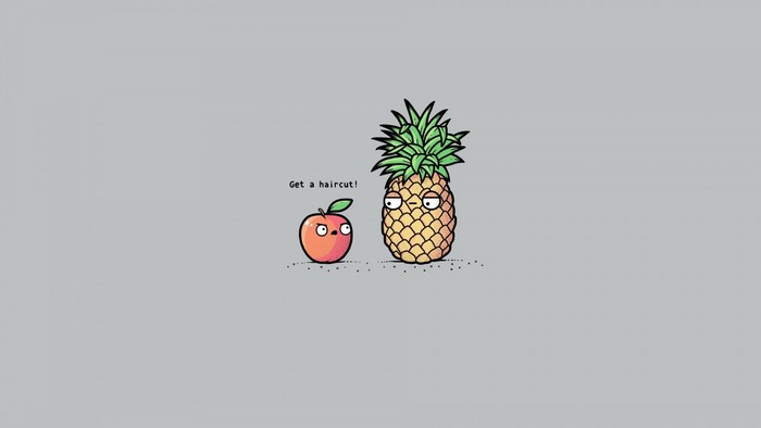 Apple tells pineapple to get a haircut illustration