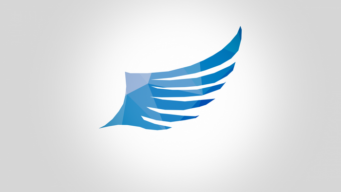 Blue polygonal wing logo