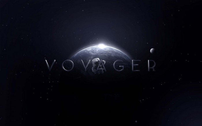 Voyager title card with astronaut and planet