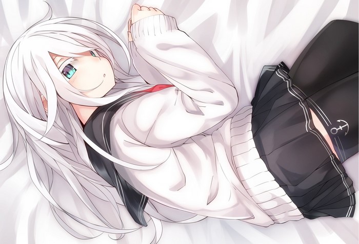 Hibiki from Kantai Collection lying down