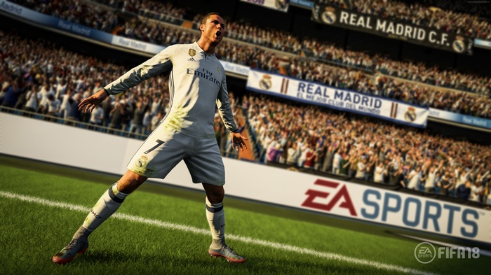 Cristiano Ronaldo from FIFA 18 celebrating a goal