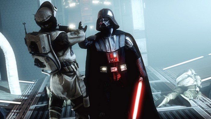 Darth Vader from Star Wars with a soldier