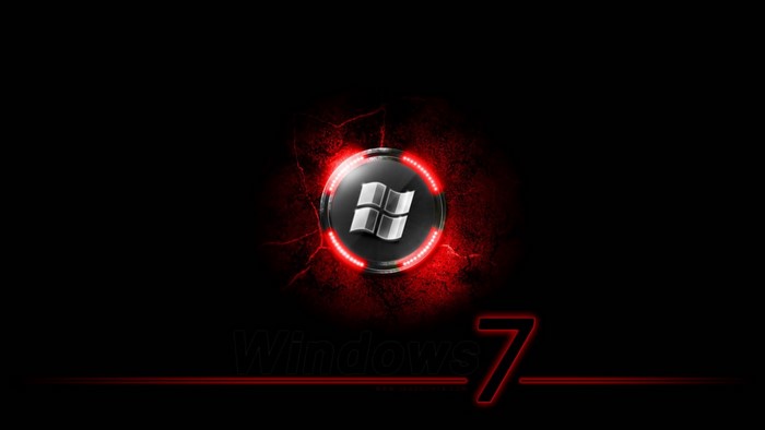 Red Glowing Windows 7 Logo with Circular Design