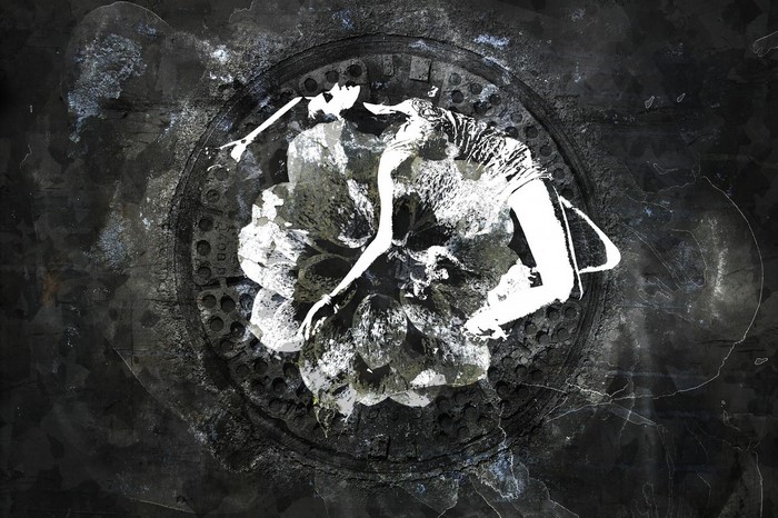 Artwork of a woman dancing on a flower