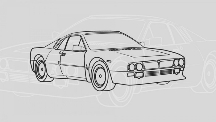 Lancia Stratos Rally Car Line Drawing