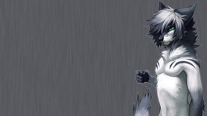 Anthro White and Blue Furry Character Artwork