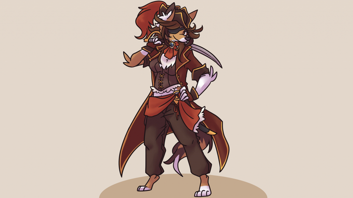 Furry pirate with eyepatch and sword