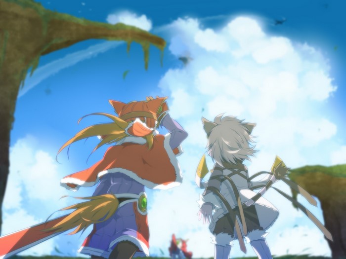 Characters from Solatorobo looking at the sky