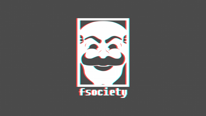 FSociety logo with Guy Fawkes mask
