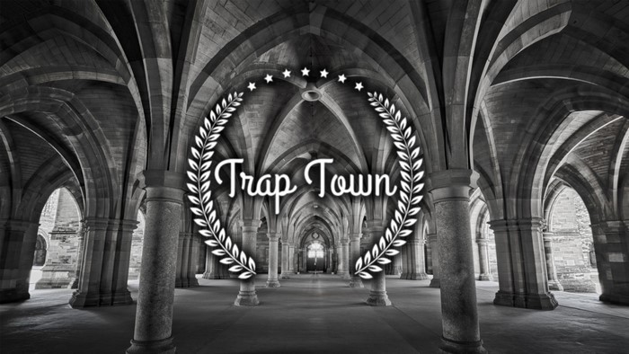 Trap Town logo with stars and laurel wreath