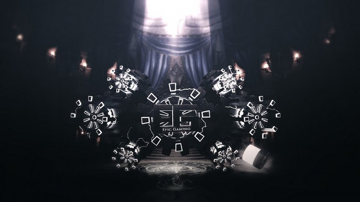 Epic Gaming logo with glowing gears and lightning