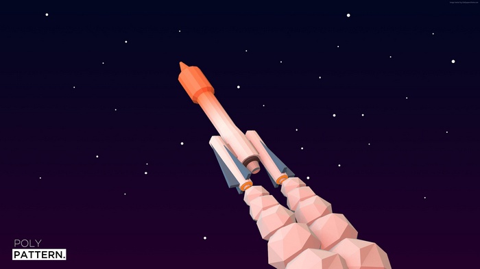 Low Poly Rocket Launch in Space