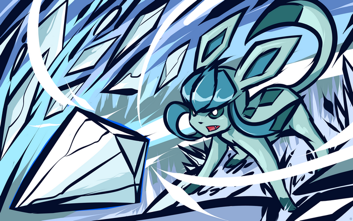 Glaceon from Pokemon in an icy battle