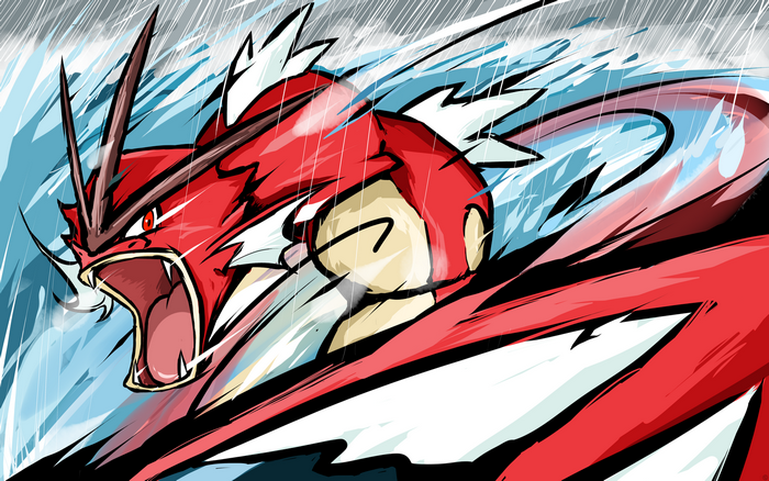 Shiny Gyarados from Pokemon in the rain