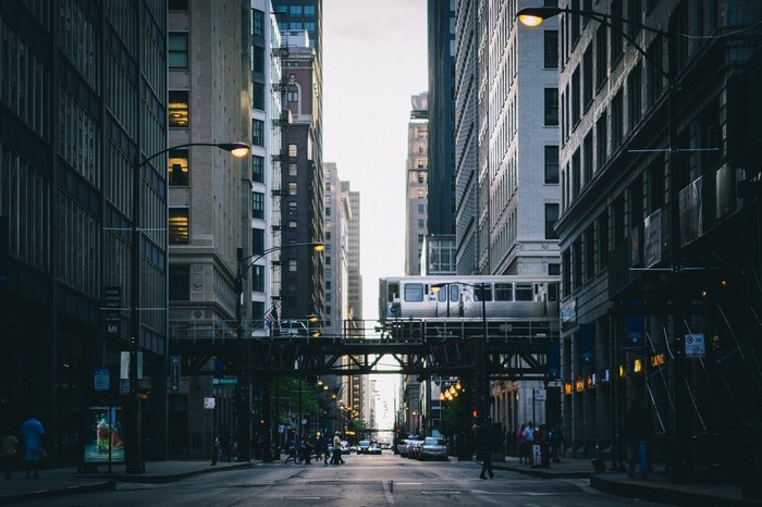 Elevated Train in Chicago Downtown