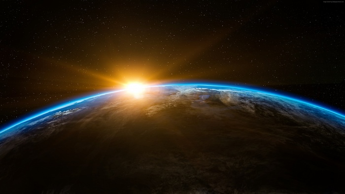 Earth, planet, sunrise, space