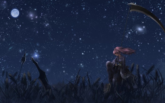 Onozuka Komachi from Touhou under the moonlight