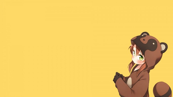 Koshigaya Komari from Non Non Biyori in a Raccoon Costume