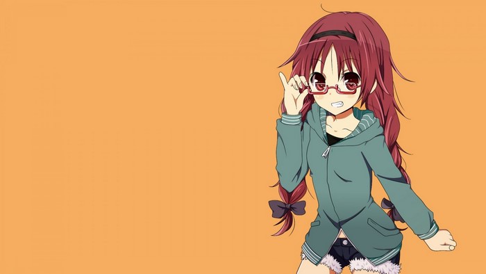 Kyoko Sakura from Madoka Magica wearing glasses