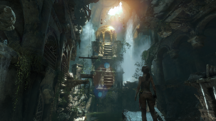 Lara Croft from Rise of the Tomb Raider in a temple